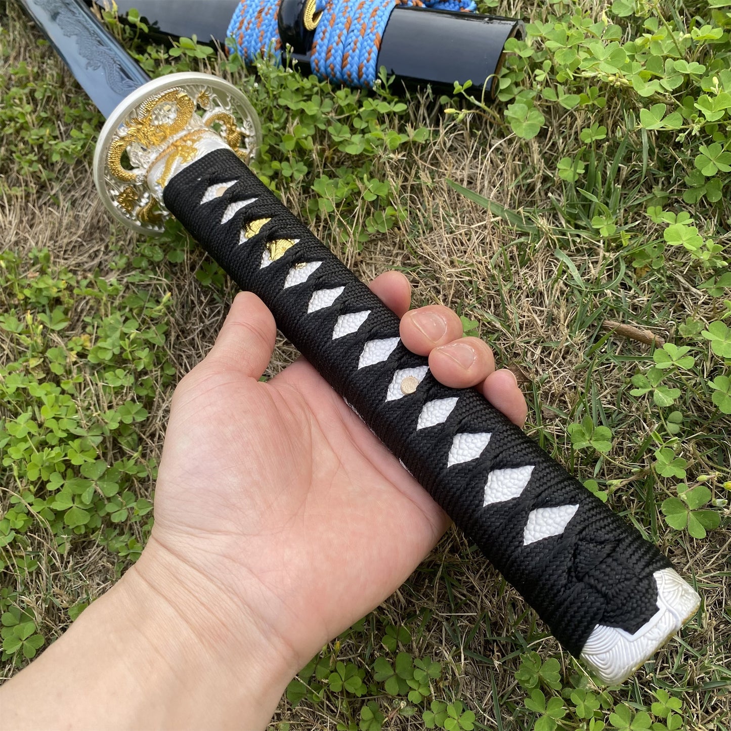 Blue Dragon Blade Samurai Katana - Dragon Engraved Blade