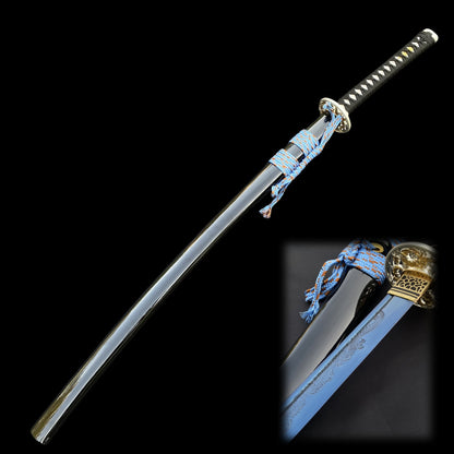 Blue Dragon Blade Samurai Katana - Dragon Engraved Blade