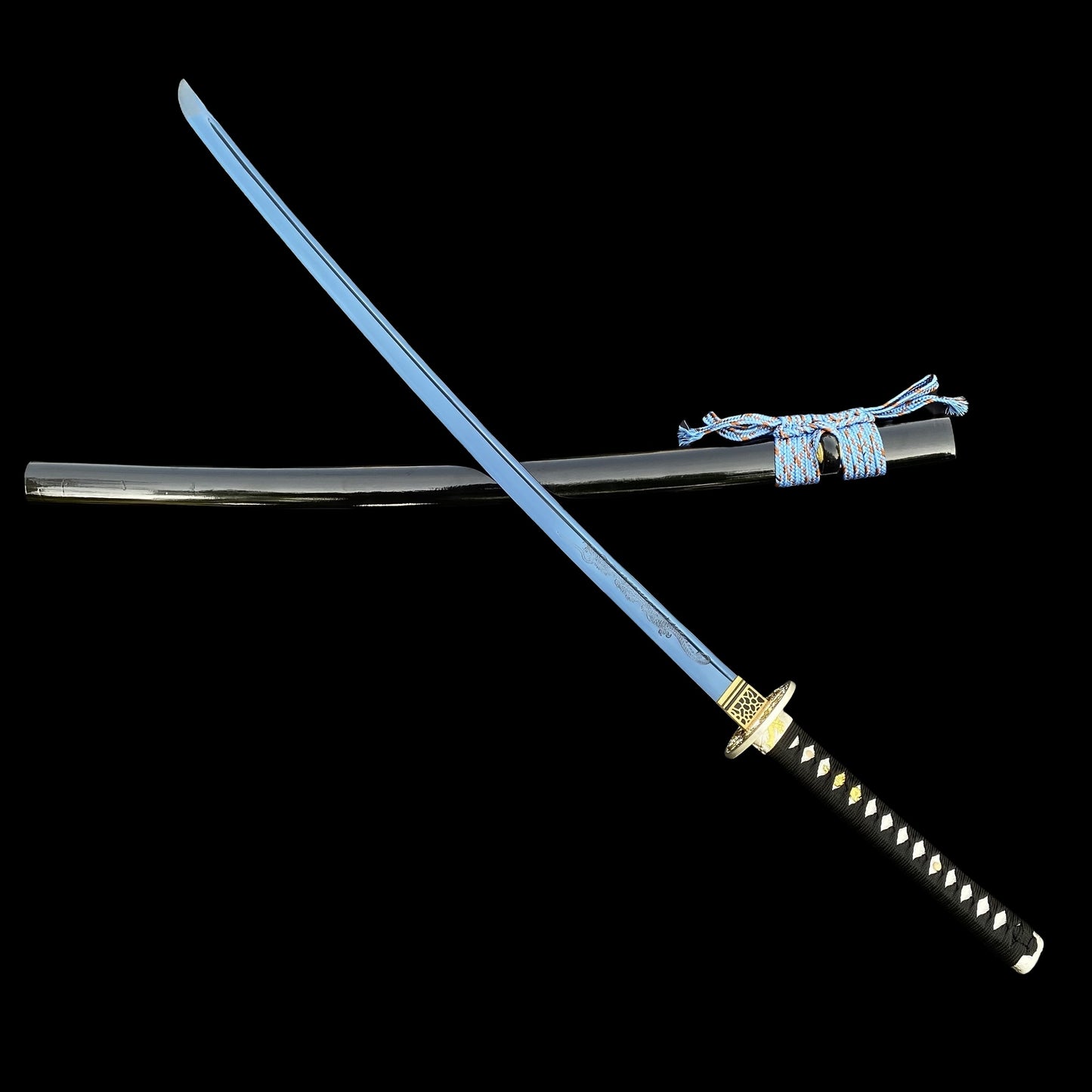 Blue Dragon Blade Samurai Katana - Dragon Engraved Blade