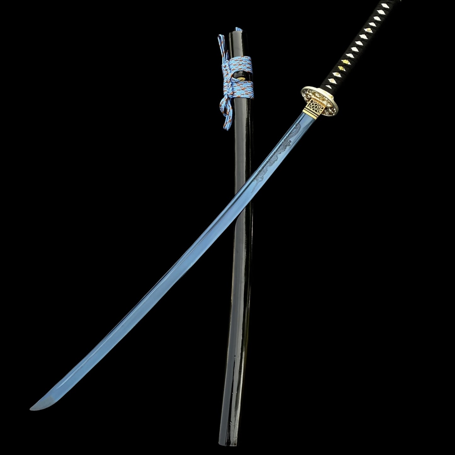 Blue Dragon Blade Samurai Katana - Dragon Engraved Blade