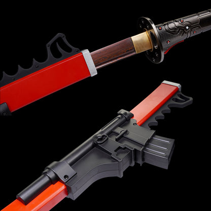 Red Damascus Steel MG Sam's Murasama Katana IRL