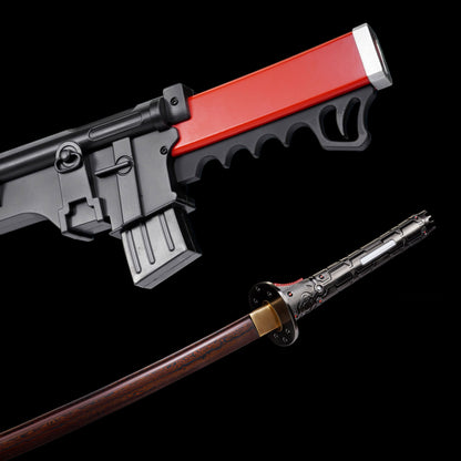 Red Damascus Steel MG Sam's Murasama Katana IRL