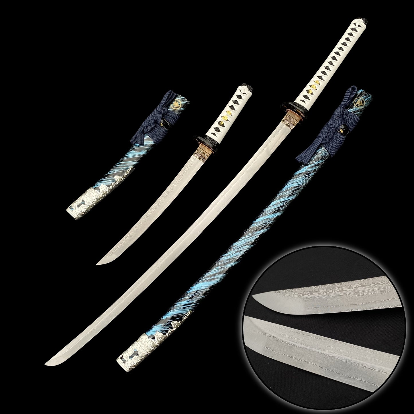 Damascus Steel Tsushima Ghost Lord Jin Sakai Katana Tanto 2 in 1 Pack