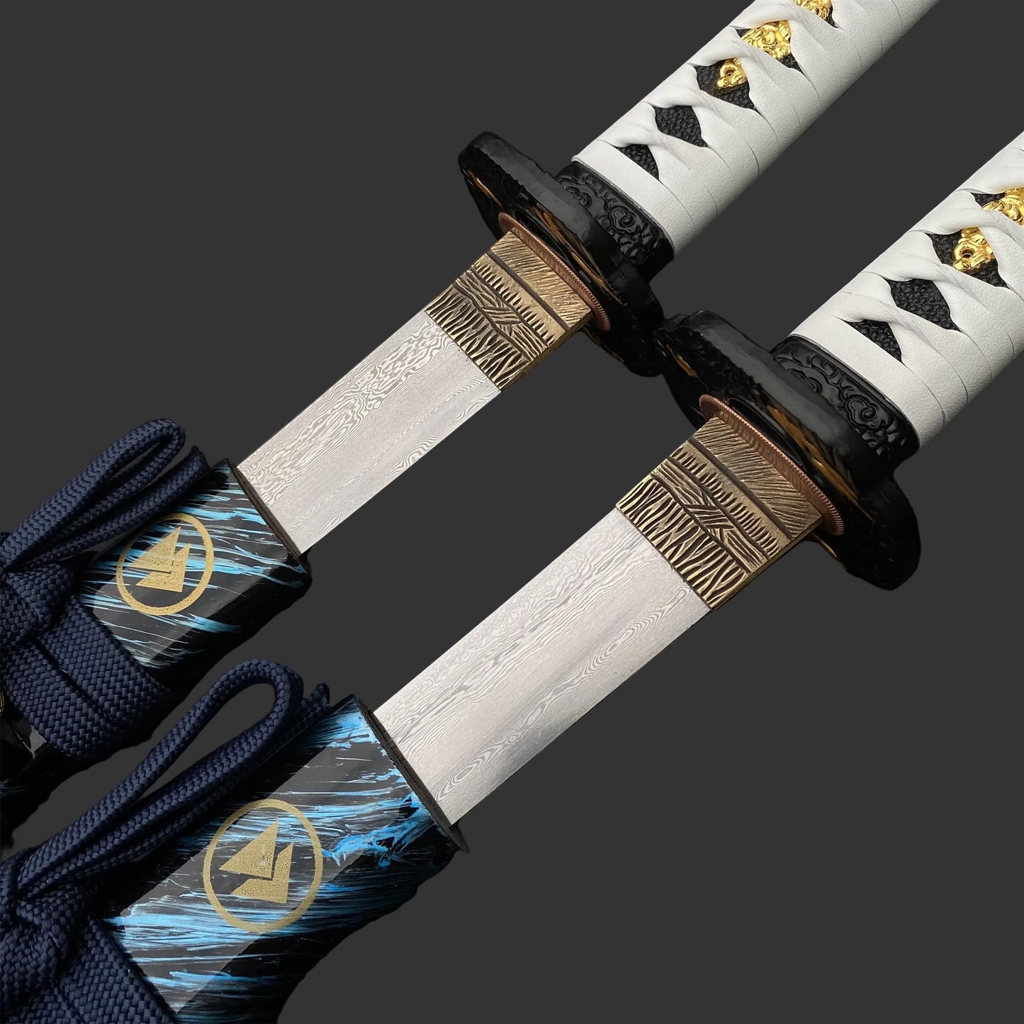 Damascus Steel Tsushima Ghost Lord Jin Sakai Katana Tanto 2 in 1 Pack