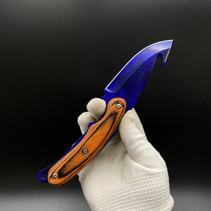 420 Steel CS Doppler Sapphire Skin Gut Knife Outdoor Camping Knife For Collection