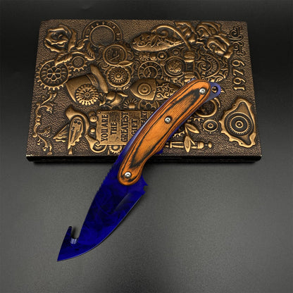 420 Steel CS Doppler Sapphire Skin Gut Knife Outdoor Camping Knife For Collection