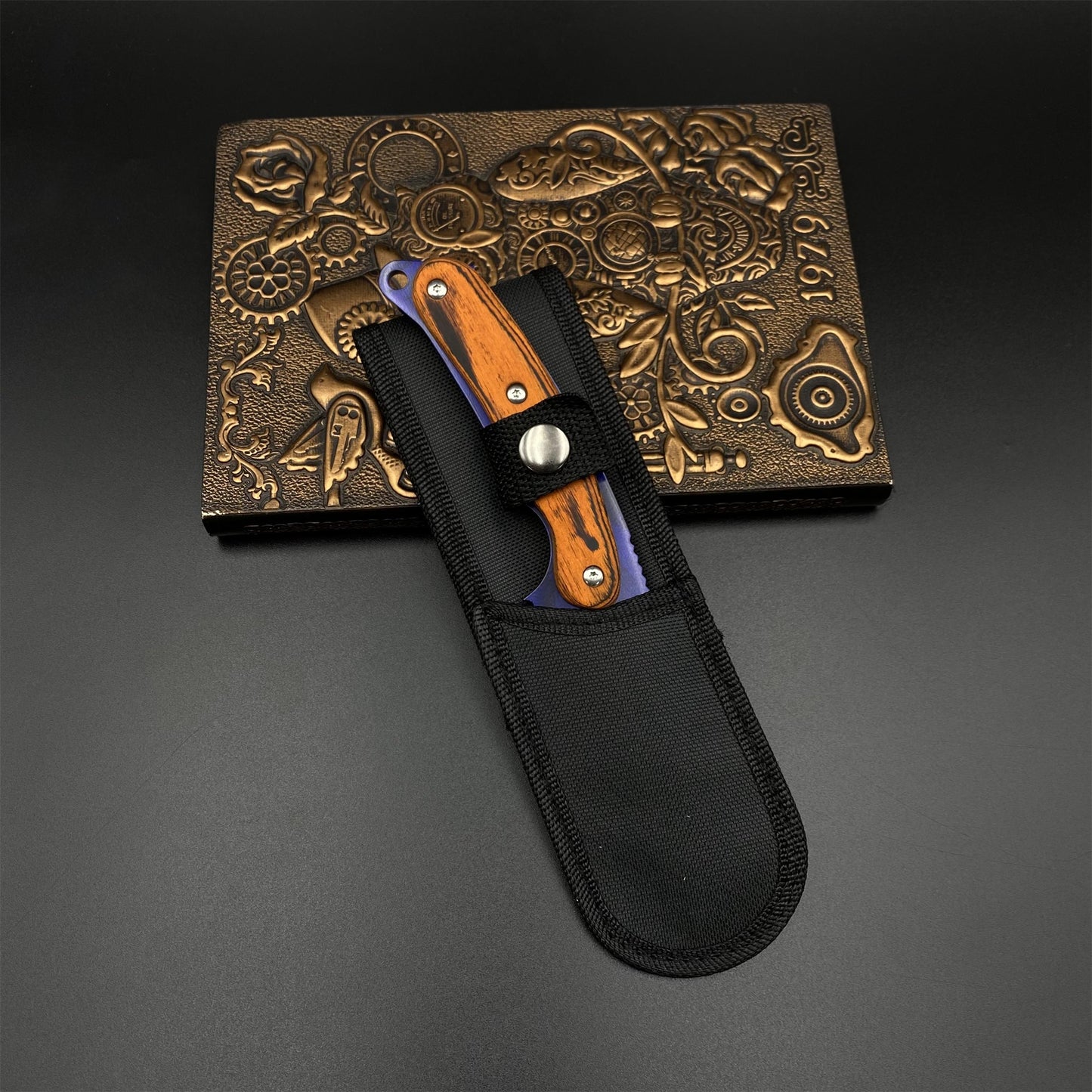 420 Steel CS Doppler Sapphire Skin Gut Knife Outdoor Camping Knife For Collection