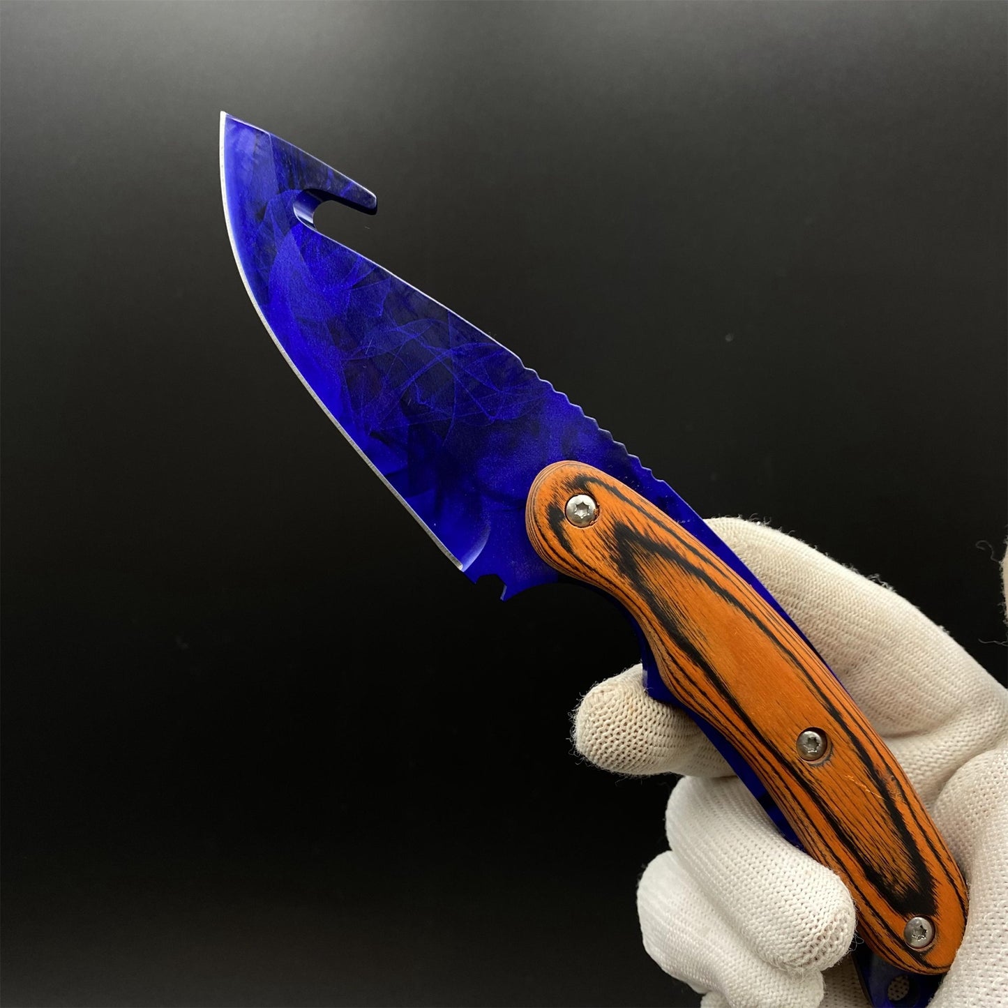 420 Steel CS Doppler Sapphire Skin Gut Knife Outdoor Camping Knife For Collection