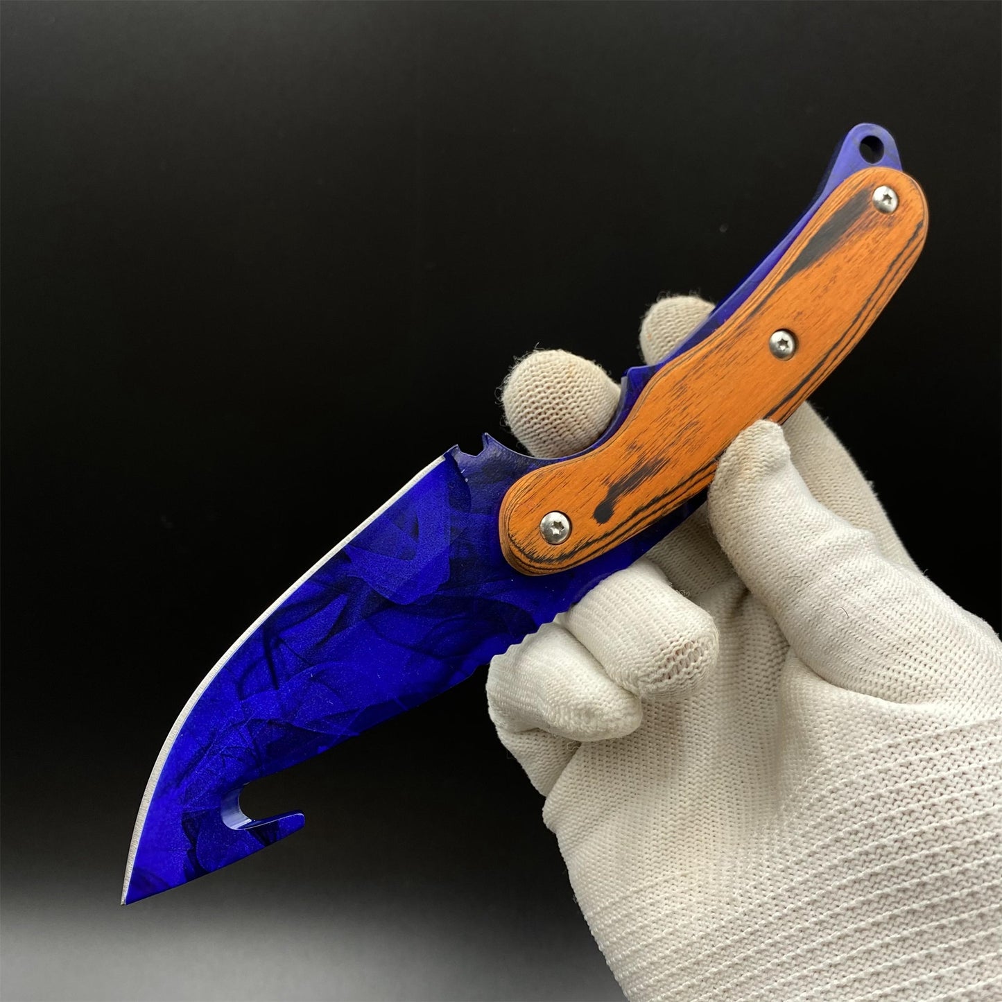 420 Steel CS Doppler Sapphire Skin Gut Knife Outdoor Camping Knife For Collection