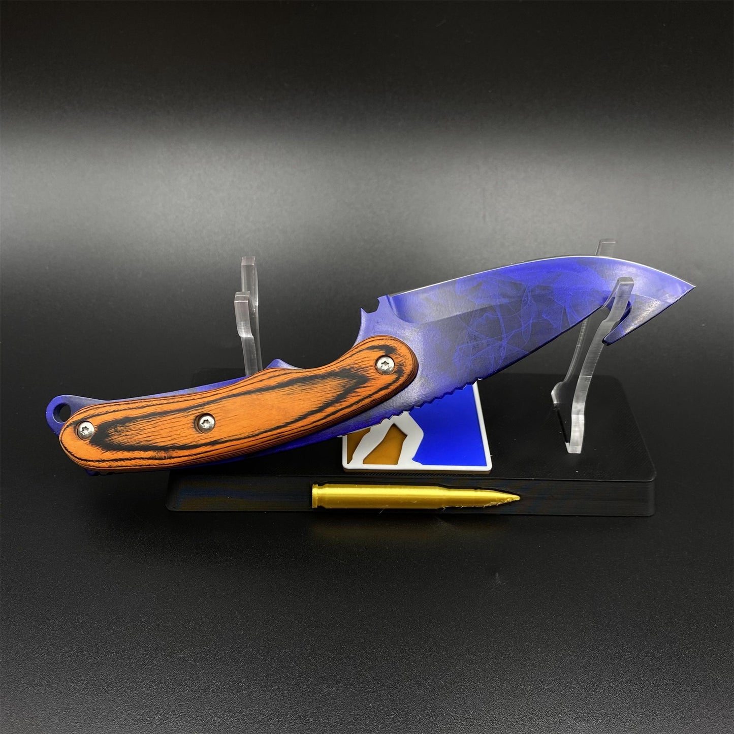 420 Steel CS Doppler Sapphire Skin Gut Knife Outdoor Camping Knife For Collection