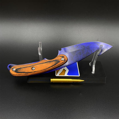 420 Steel CS Doppler Sapphire Skin Gut Knife Outdoor Camping Knife For Collection