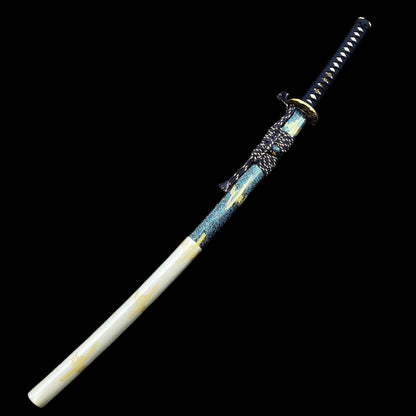 Plum Blossom Tsuba Red Damascus Steel Samurai Katana