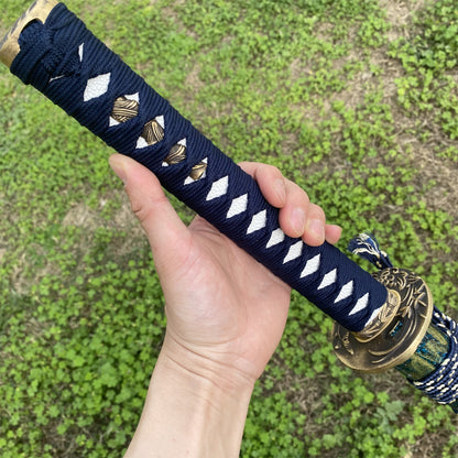 Plum Blossom Tsuba Red Damascus Steel Samurai Katana