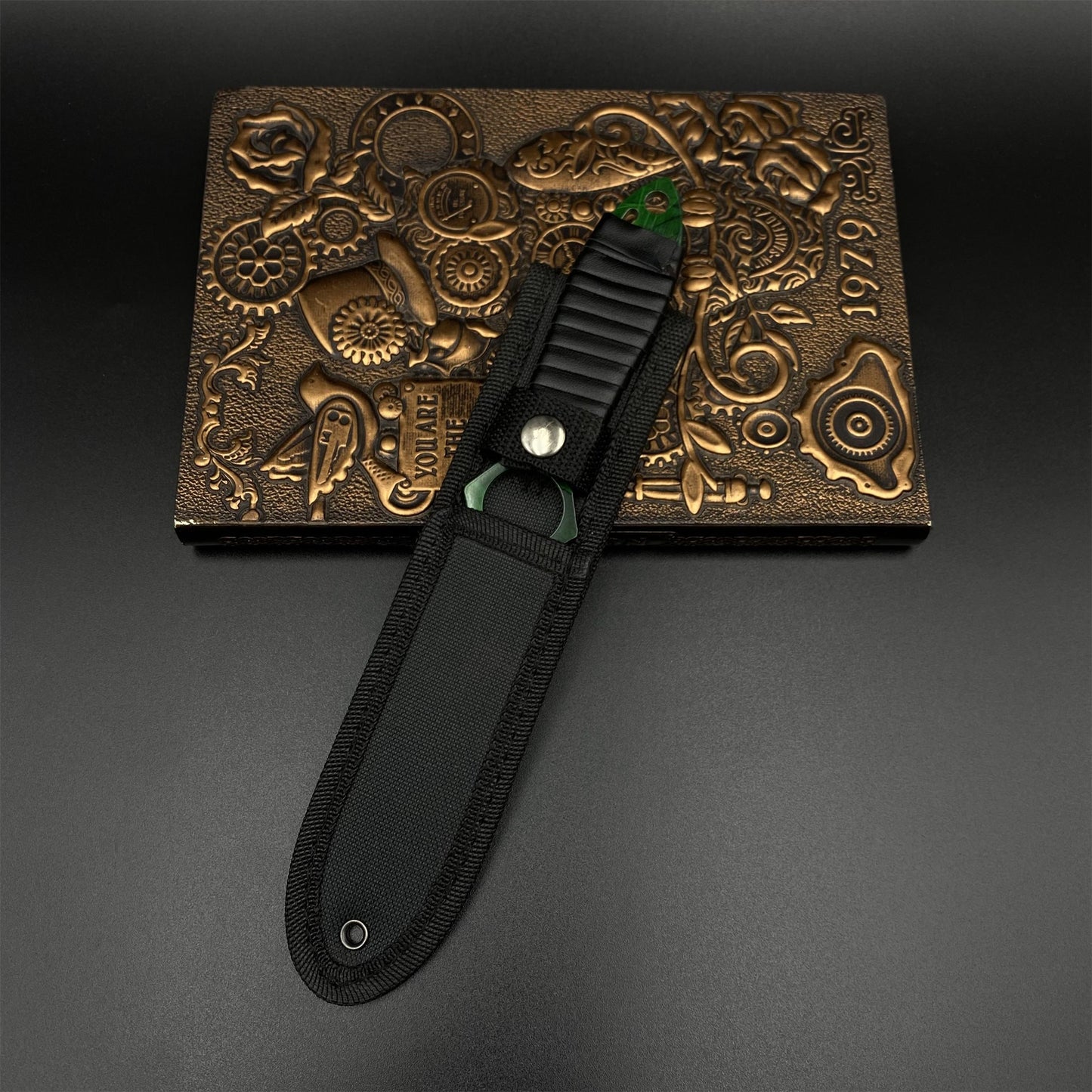 420 Steel Skeleton Knife Doppler Emerald Dull Blade Replica For Game Collection