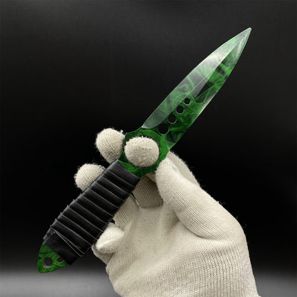 420 Steel Skeleton Knife Doppler Emerald Dull Blade Replica For Game Collection