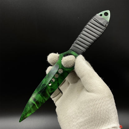 420 Steel Skeleton Knife Doppler Emerald Dull Blade Replica For Game Collection