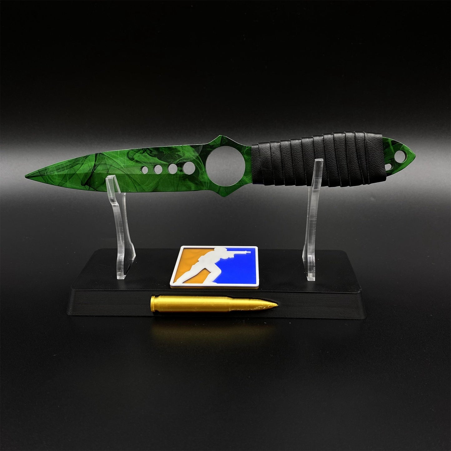 420 Steel Skeleton Knife Doppler Emerald Dull Blade Replica For Game Collection