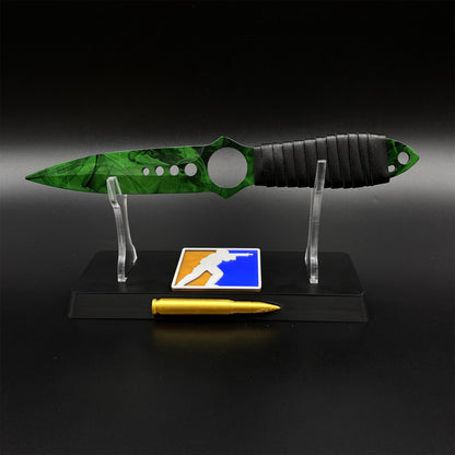 420 Steel Skeleton Knife Doppler Emerald Dull Blade Replica For Game Collection