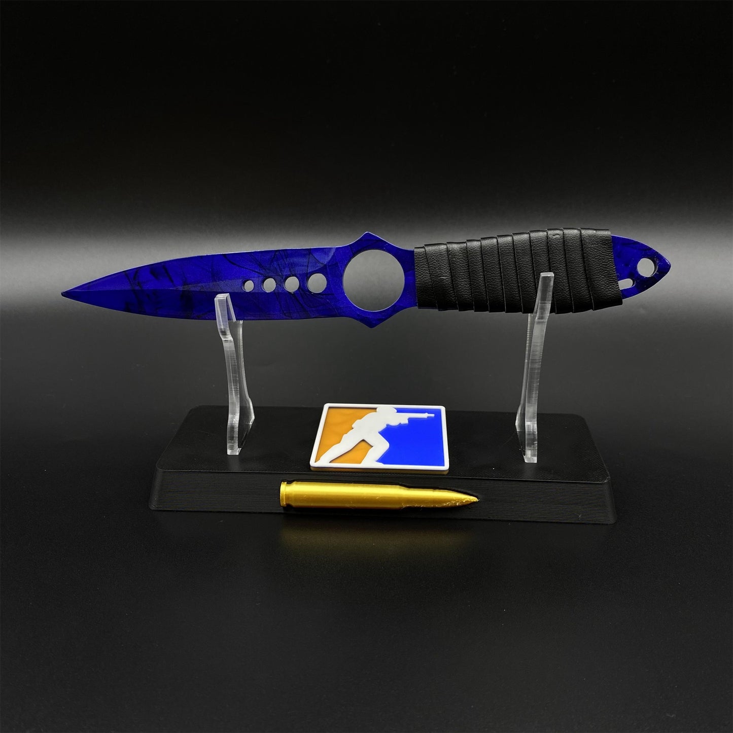 420 Steel Skeleton Knife Doppler Sapphire Dull Blade Replica For Game Collection
