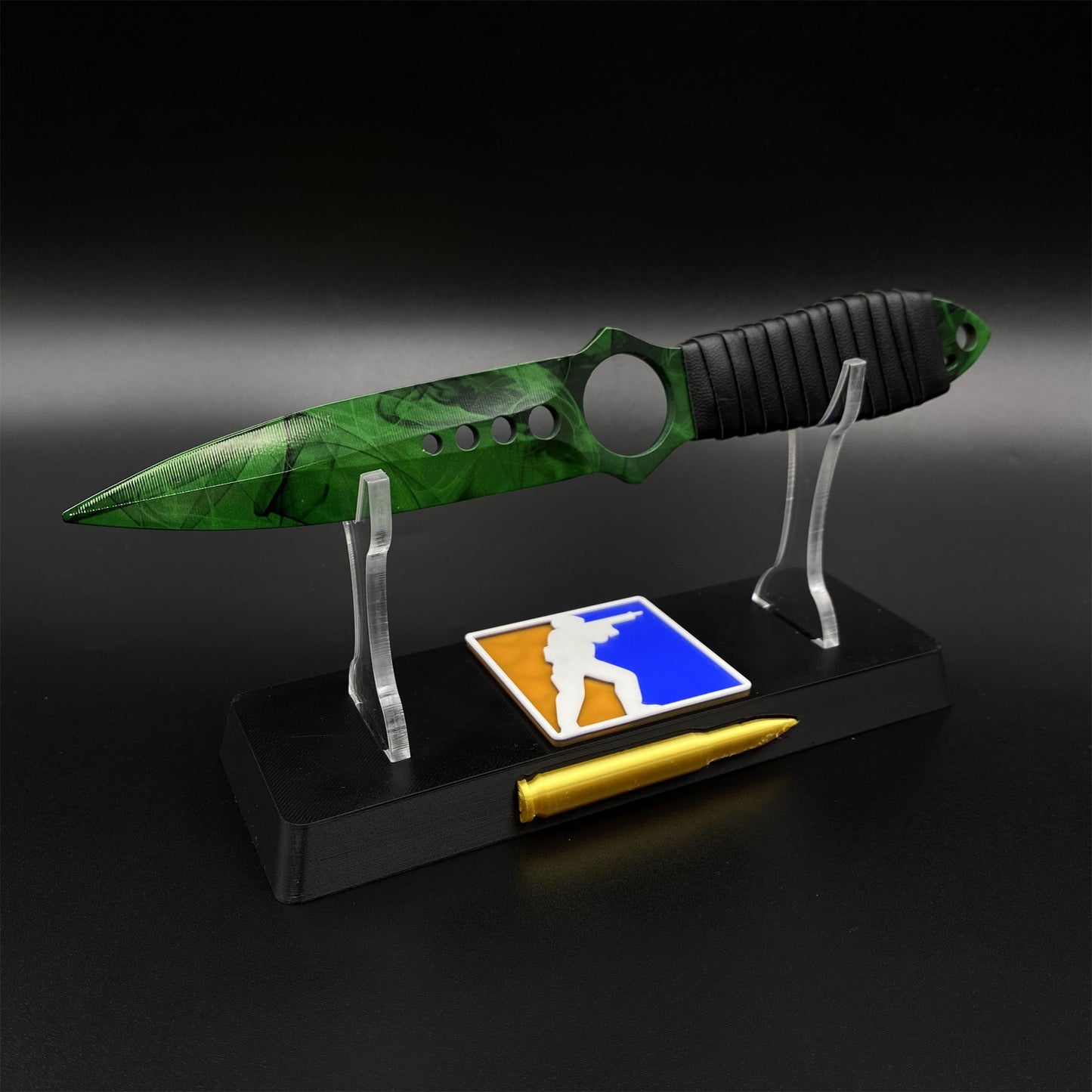 420 Steel Skeleton Knife Doppler Emerald Dull Blade Replica For Game Collection