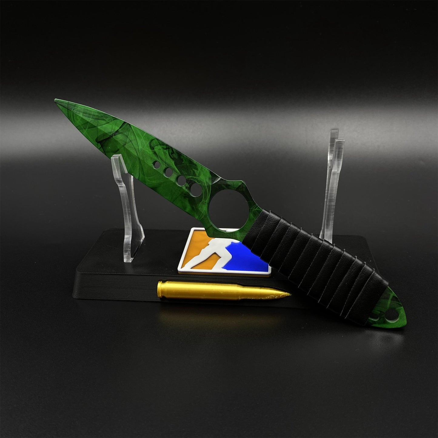420 Steel Skeleton Knife Doppler Emerald Dull Blade Replica For Game Collection