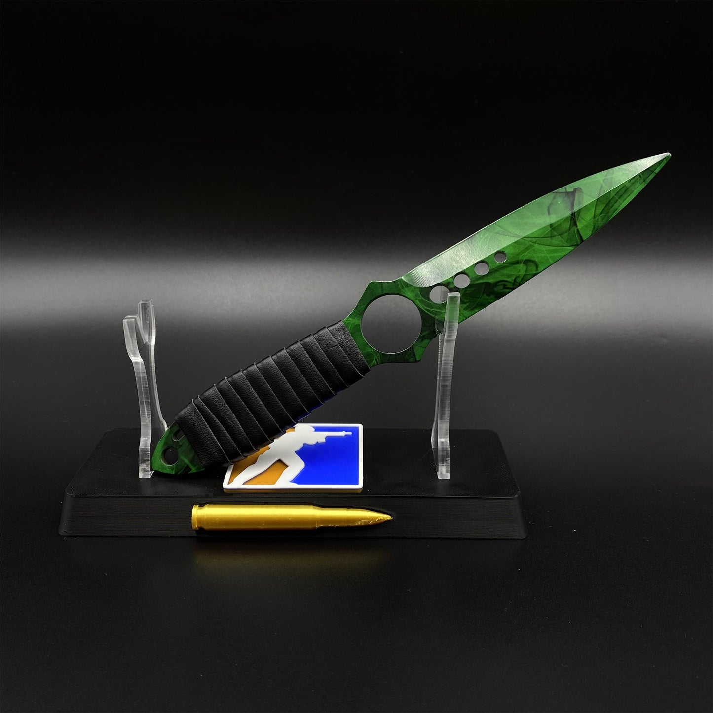 420 Steel Skeleton Knife Doppler Emerald Dull Blade Replica For Game Collection