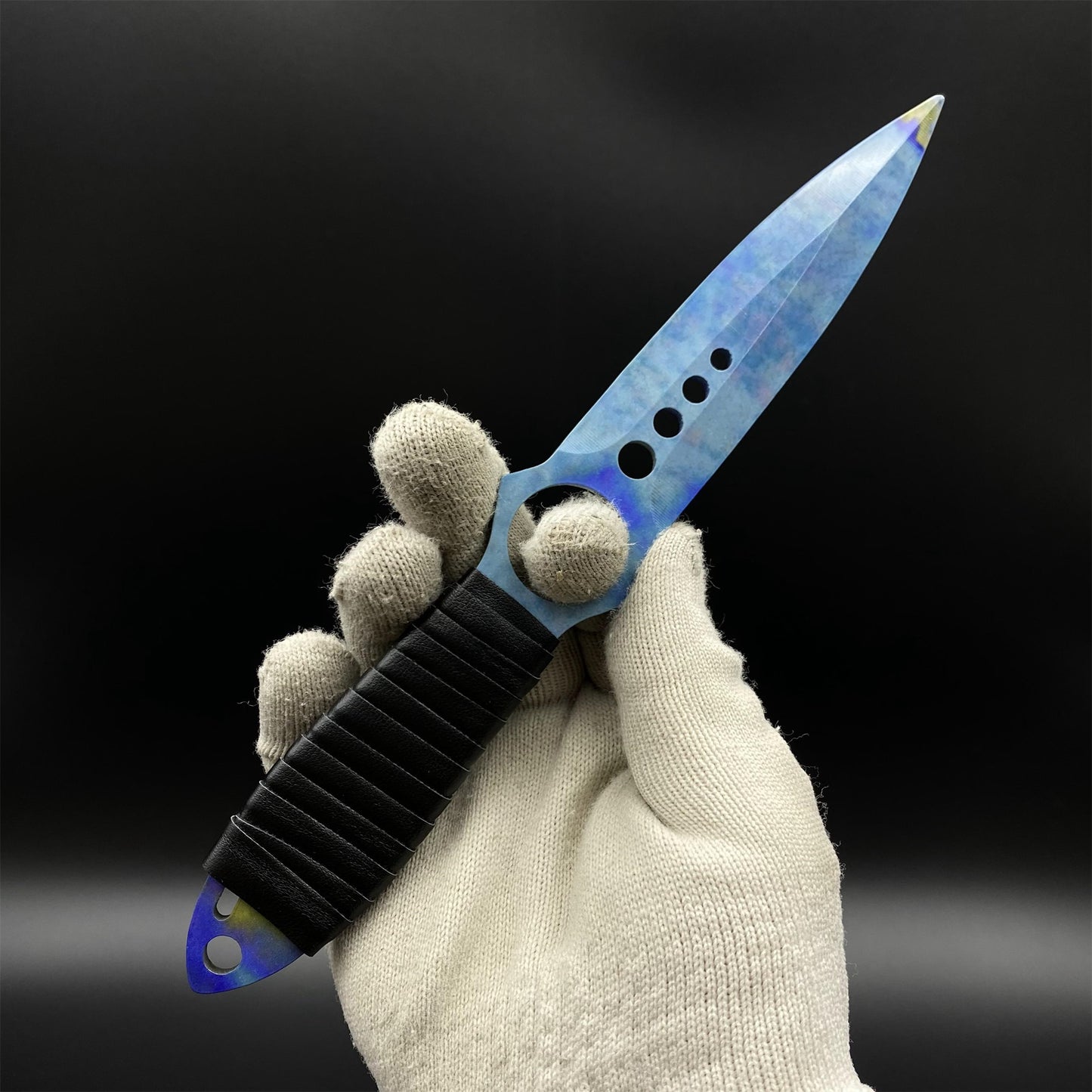 Case Hardened Skeleton Knife Blunt Blade 420 Stainless Steel Replica 22CM/8.7"