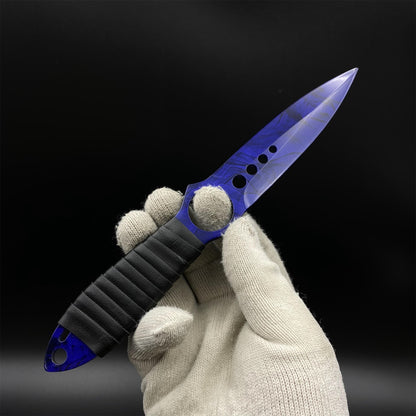 420 Steel Skeleton Knife Doppler Sapphire Dull Blade Replica For Game Collection