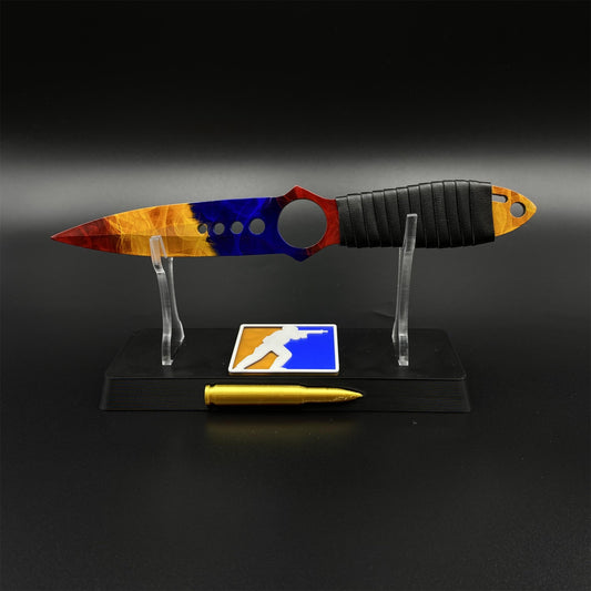 420 Steel Skeleton Knife Marble Fade Dull Blade Replica For Game Collection