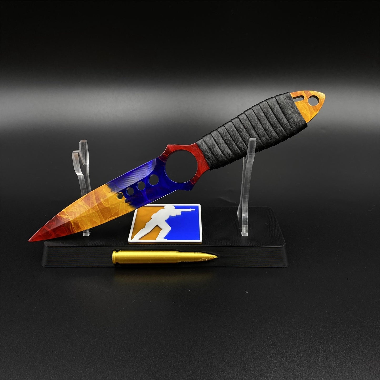 420 Steel Skeleton Knife Marble Fade Dull Blade Replica For Game Collection