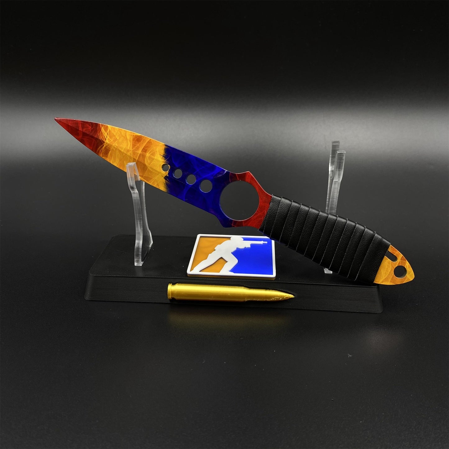 420 Steel Skeleton Knife Marble Fade Dull Blade Replica For Game Collection