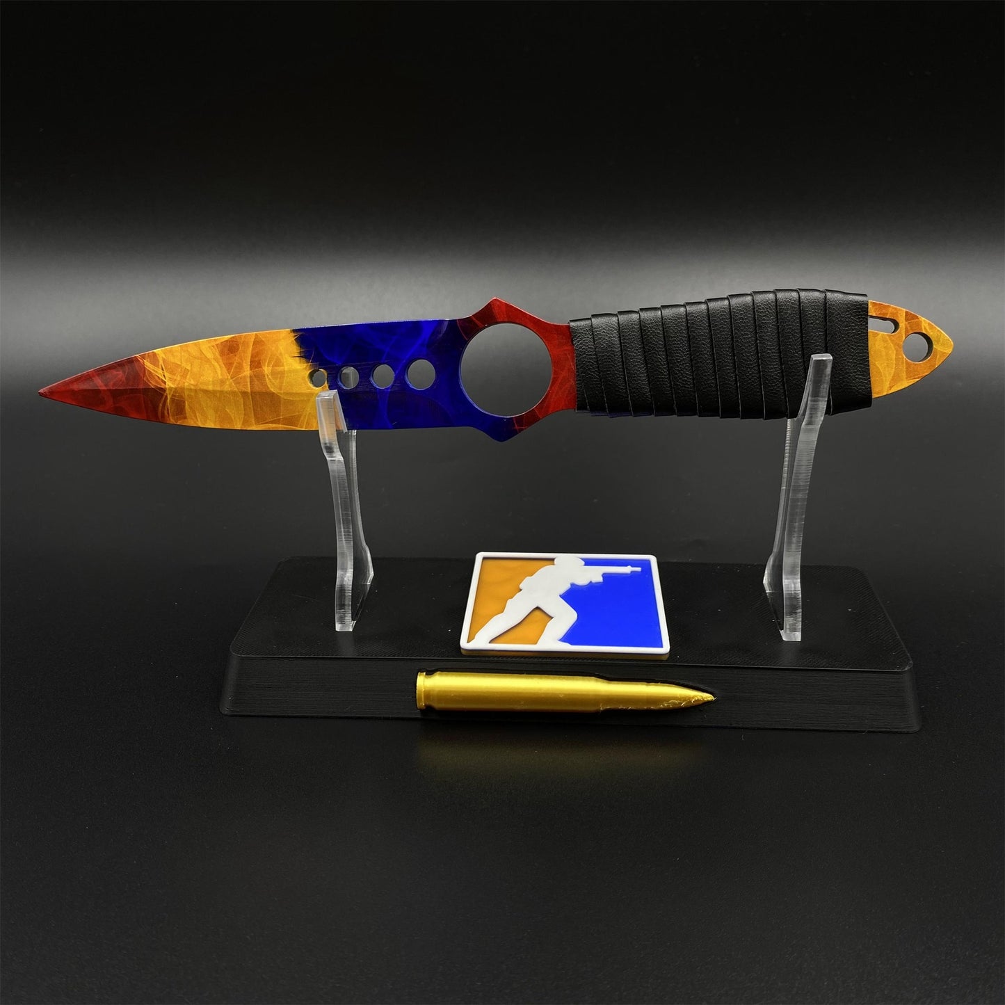 420 Steel Skeleton Knife Marble Fade Dull Blade Replica For Game Collection