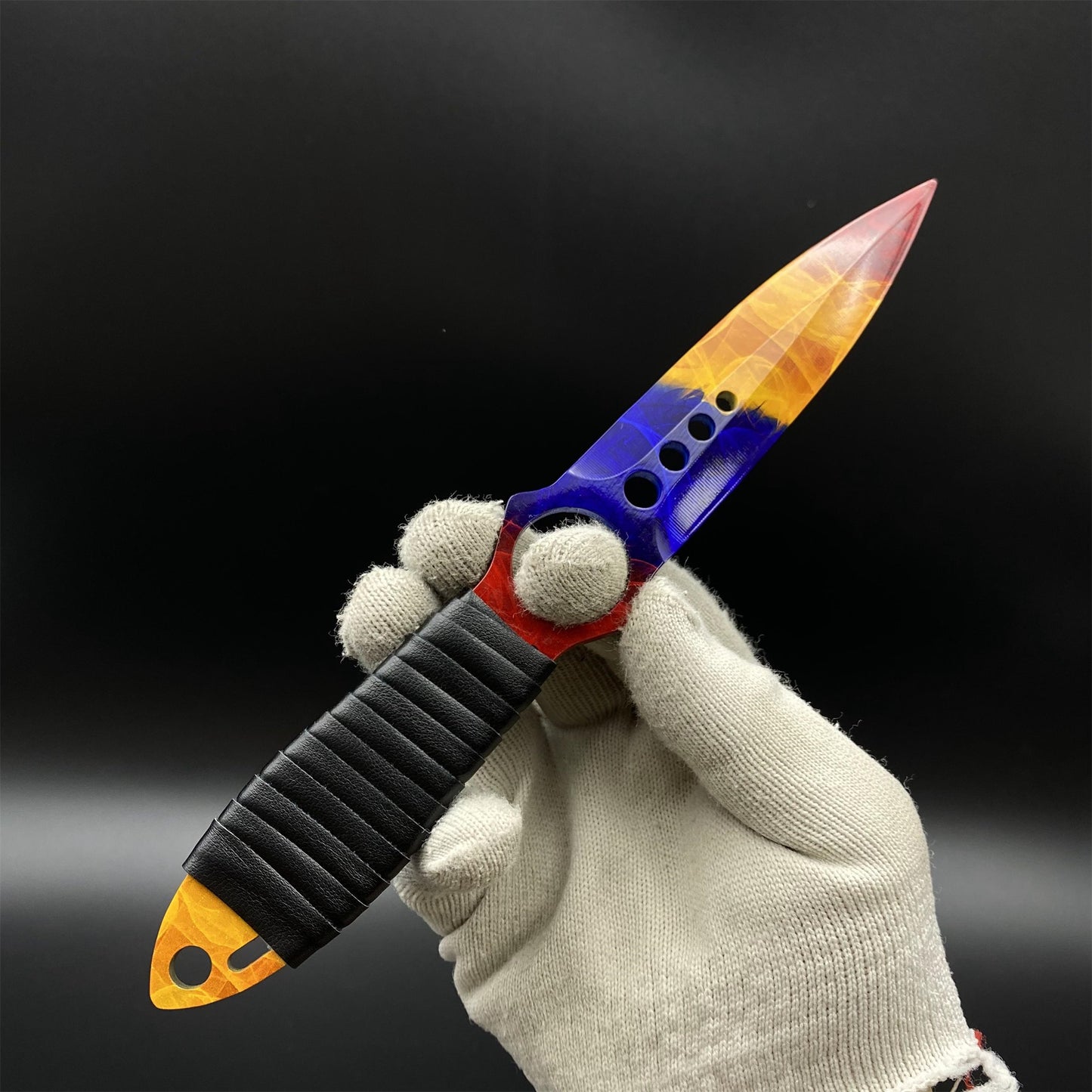 420 Steel Skeleton Knife Marble Fade Dull Blade Replica For Game Collection