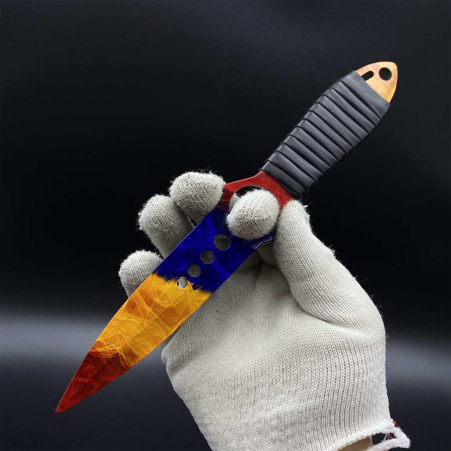 420 Steel Skeleton Knife Marble Fade Dull Blade Replica For Game Collection