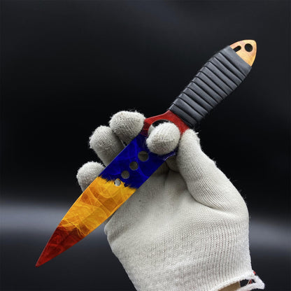 420 Steel Skeleton Knife Marble Fade Dull Blade Replica For Game Collection