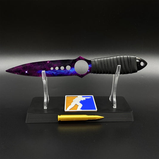 CS Skeleton Knife Doppler Galaxy Dull Blade 420 Steel Replica For Game Collection