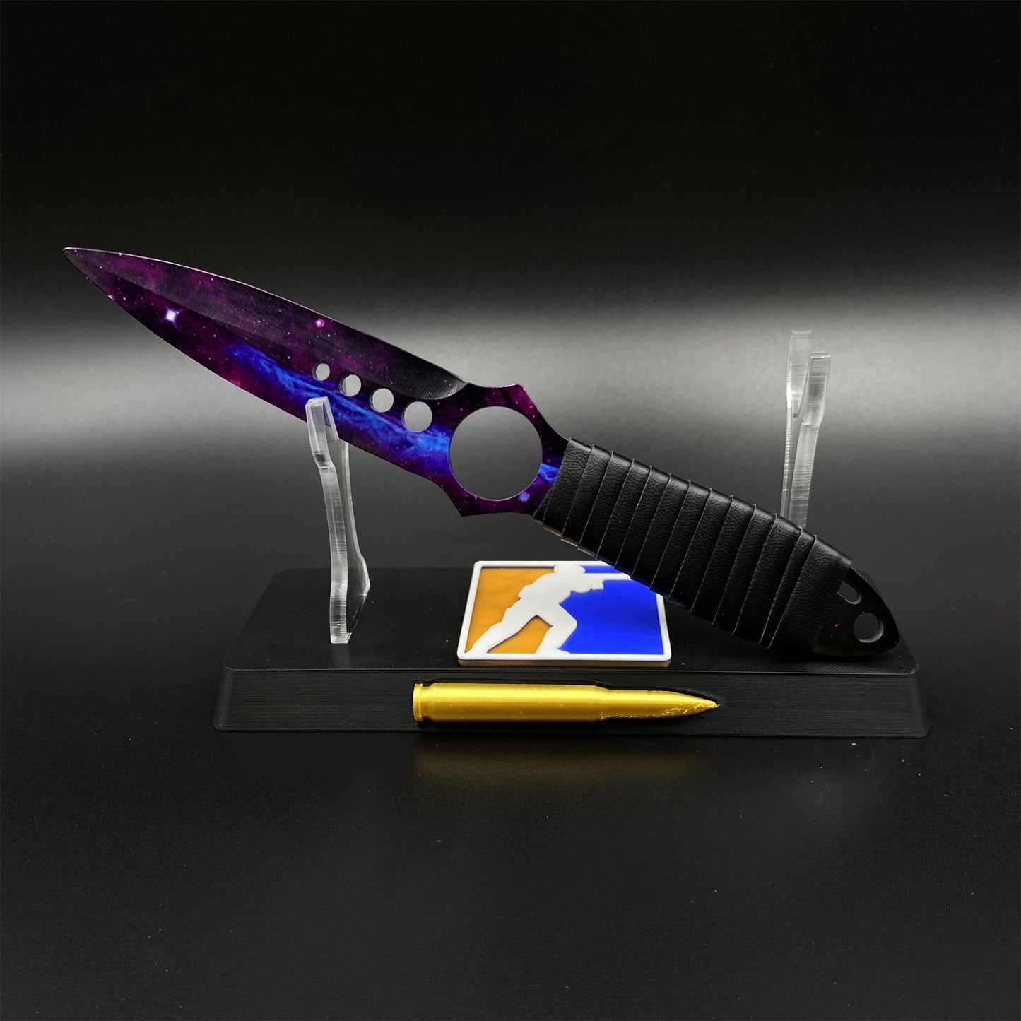 CS Skeleton Knife Doppler Galaxy Dull Blade 420 Steel Replica For Game Collection
