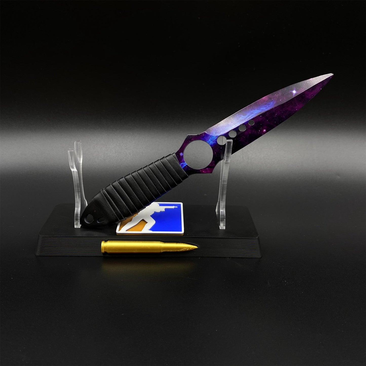CS Skeleton Knife Doppler Galaxy Dull Blade 420 Steel Replica For Game Collection