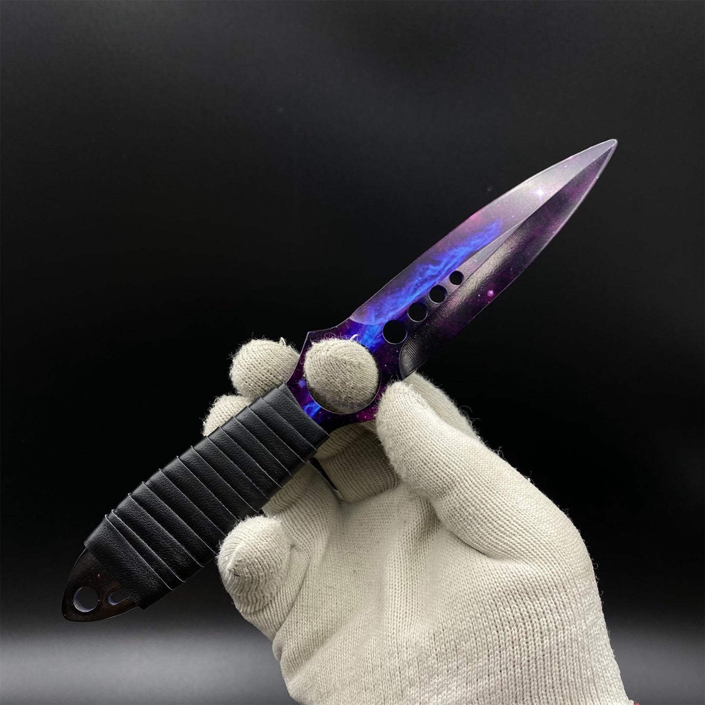 CS Skeleton Knife Doppler Galaxy Dull Blade 420 Steel Replica For Game Collection