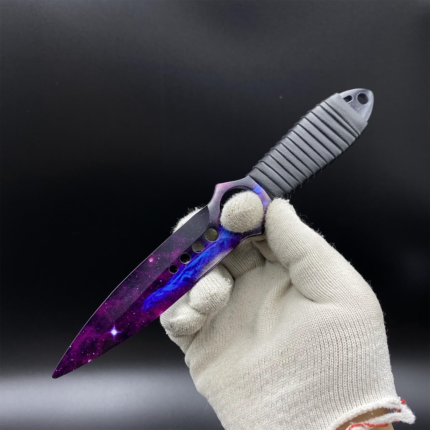 CS Skeleton Knife Doppler Galaxy Dull Blade 420 Steel Replica For Game Collection