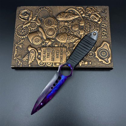 CS Skeleton Knife Doppler Galaxy Dull Blade 420 Steel Replica For Game Collection