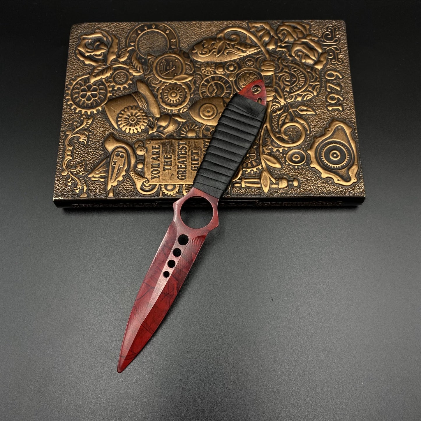 CS Ruby Skin Skeleton Knife Blunt Blade 420 Stainless Steel Replica 22CM/8.7"