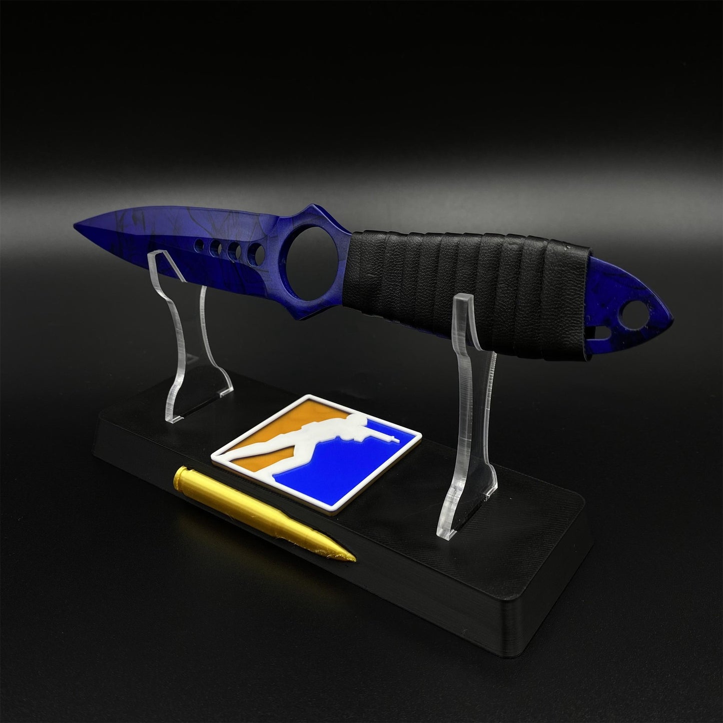 420 Steel Skeleton Knife Doppler Sapphire Dull Blade Replica For Game Collection