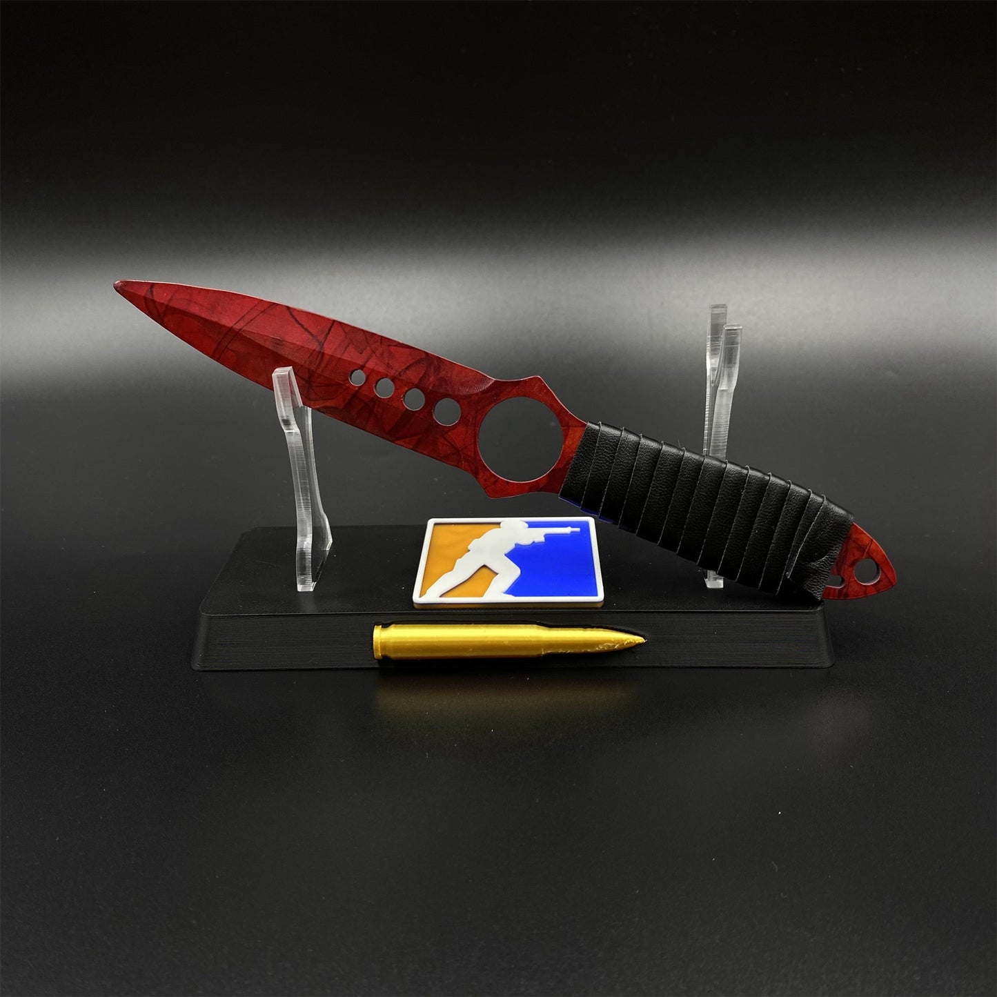CS Ruby Skin Skeleton Knife Blunt Blade 420 Stainless Steel Replica 22CM/8.7"