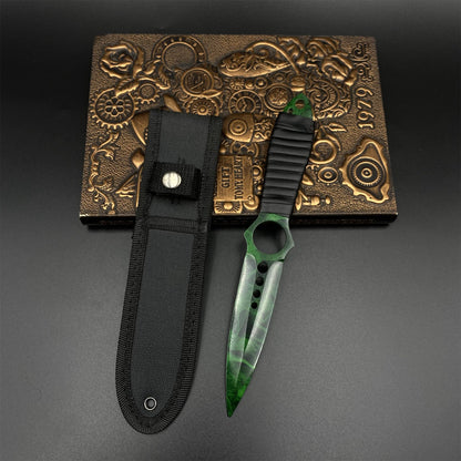 420 Steel Skeleton Knife Doppler Emerald Dull Blade Replica For Game Collection