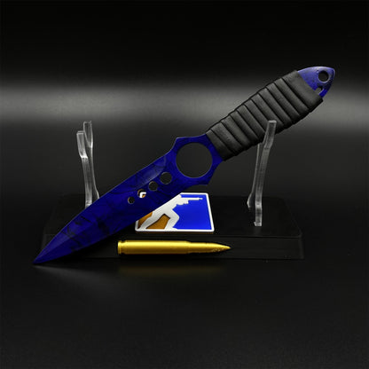 420 Steel Skeleton Knife Doppler Sapphire Dull Blade Replica For Game Collection