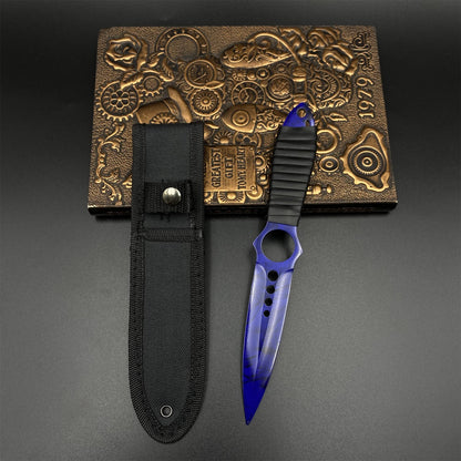 420 Steel Skeleton Knife Doppler Sapphire Dull Blade Replica For Game Collection