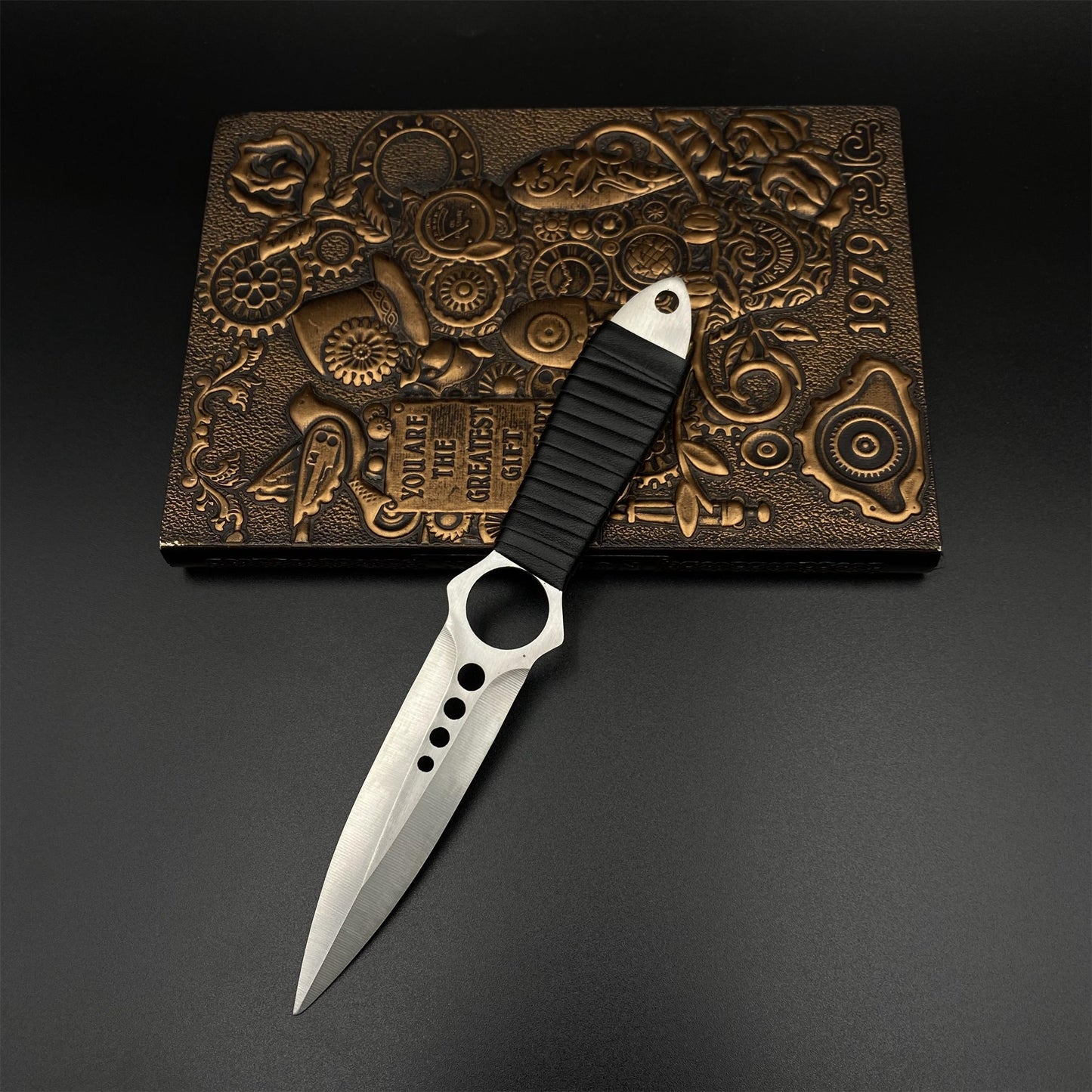 CS Classical Orignal Skin Skeleton Knife Blunt Blade 420 Stainless Steel Replica 22CM/8.7"