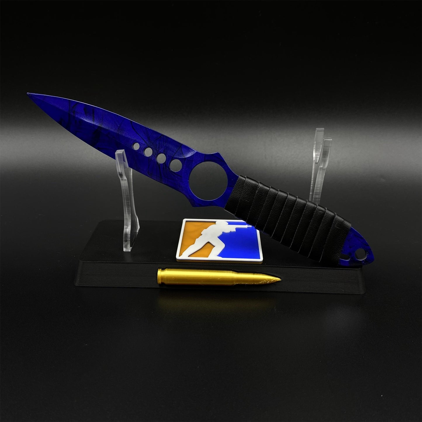 420 Steel Skeleton Knife Doppler Sapphire Dull Blade Replica For Game Collection