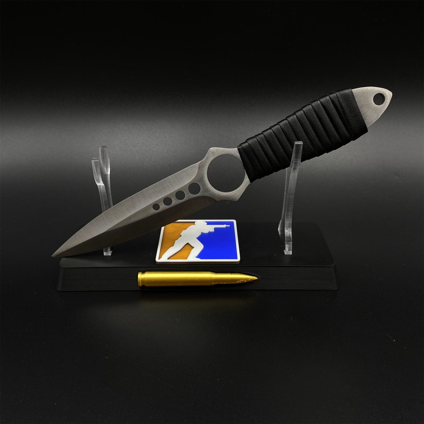 CS Classical Orignal Skin Skeleton Knife Blunt Blade 420 Stainless Steel Replica 22CM/8.7"